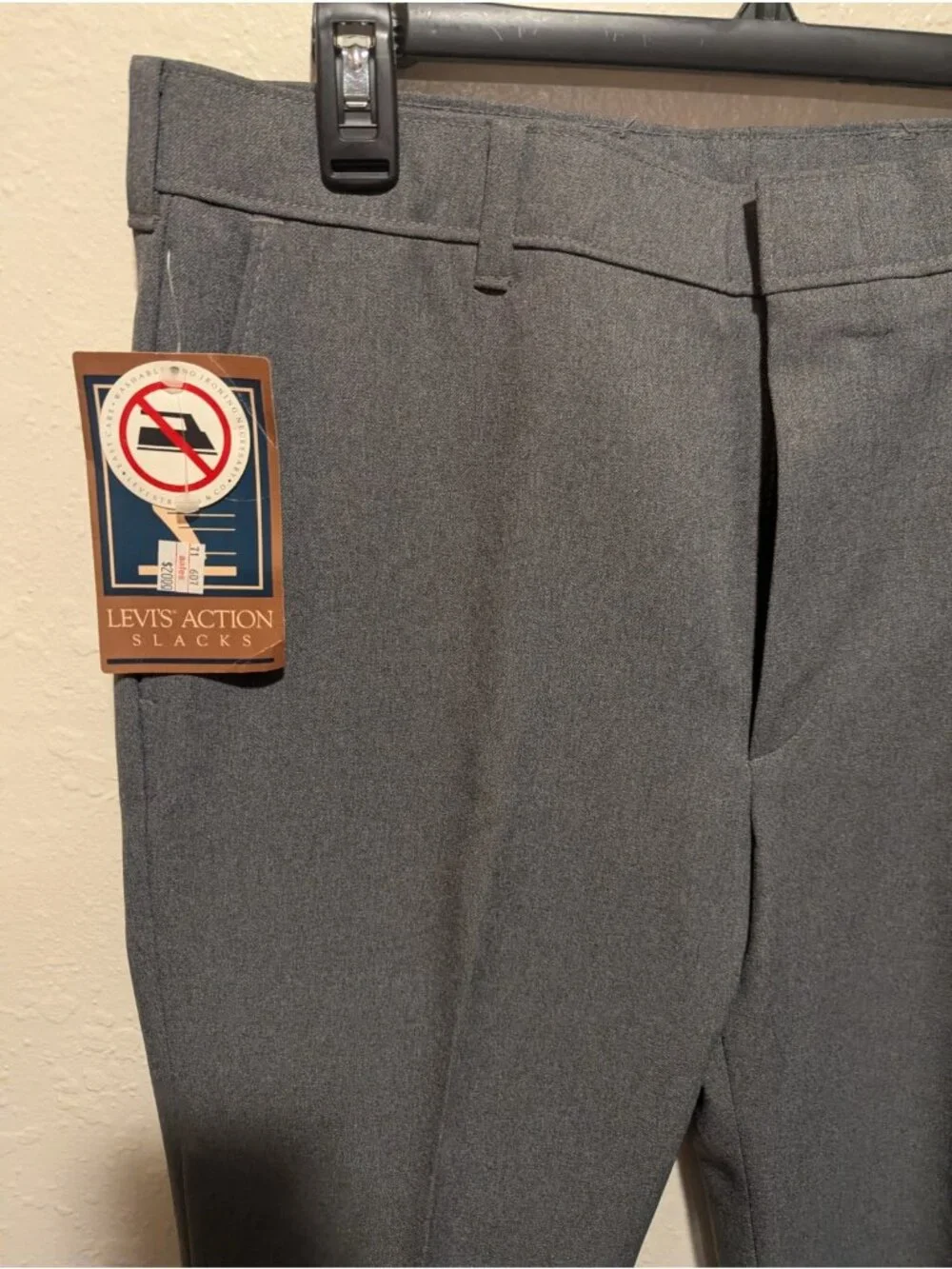 Vintage Levis Action Slacks Dress Pants Mens 36x29 Gray Polyester Sta-Prest New